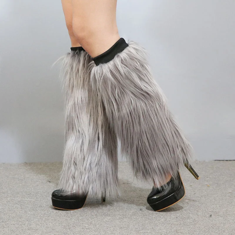 New Winter Faux Fur Sock Leggings Winter Lolita Leg Warmer Gothic Boots Socks Stockings Soft Fur Foot Warming Cosplay