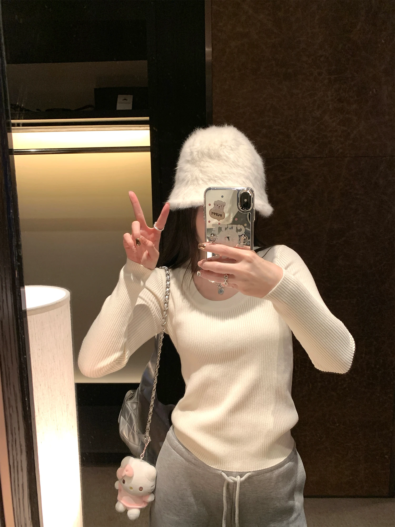 

Slim Fit Knitted Sweater Women's Inner Wear Base irt Outerwear Korean Sle Commute Faion Long Sve round Ne Knitwear