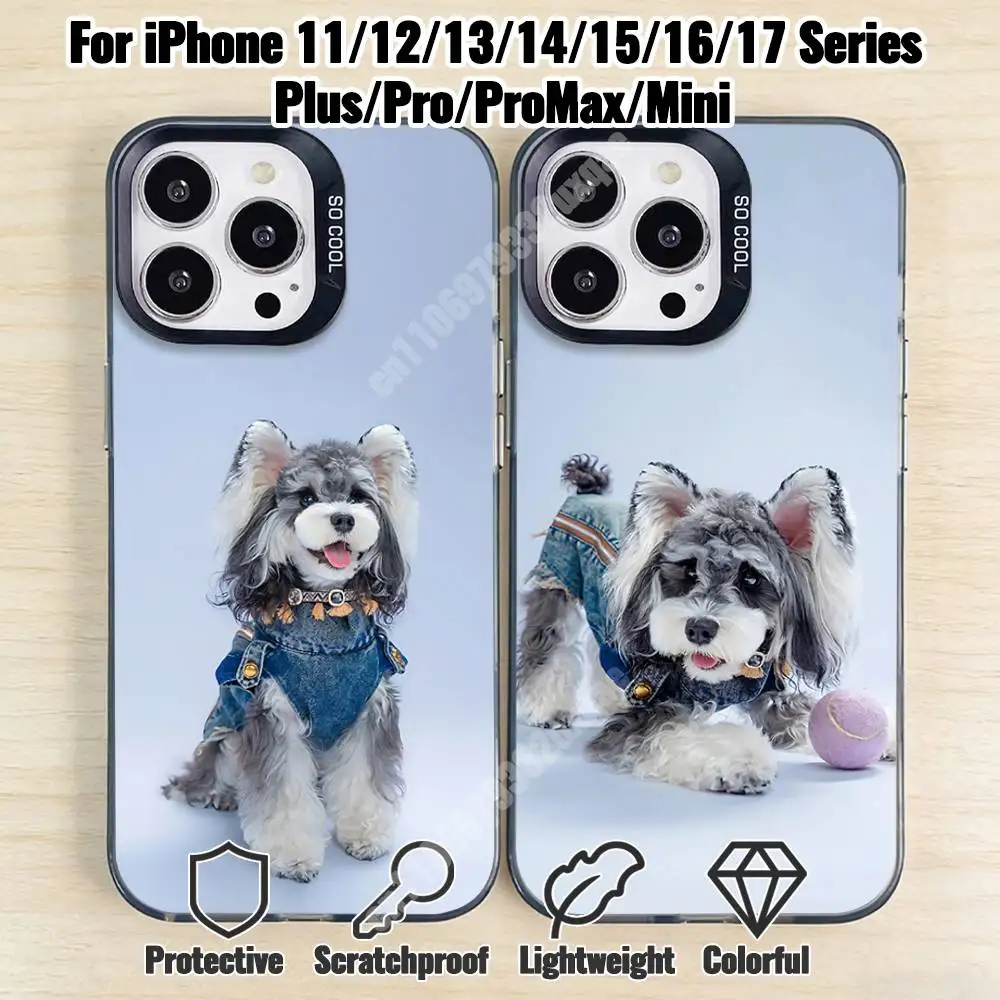 

Cute Schnauzer Dog Phone Case for iPhone 17 16 15 Pro Plus 14 13 Max Mini 12 11 X XS Air TPU Bumper