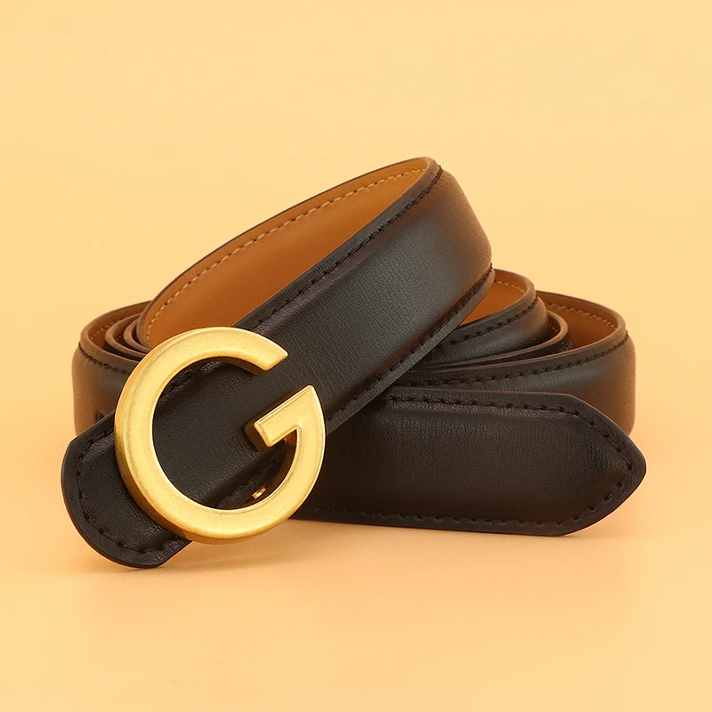 Ikat Pinggang Wanita Kulit Asli Warna Putih Hitam Lebar 2.4cm Tali Pinggang Kulit Sapi Fashion