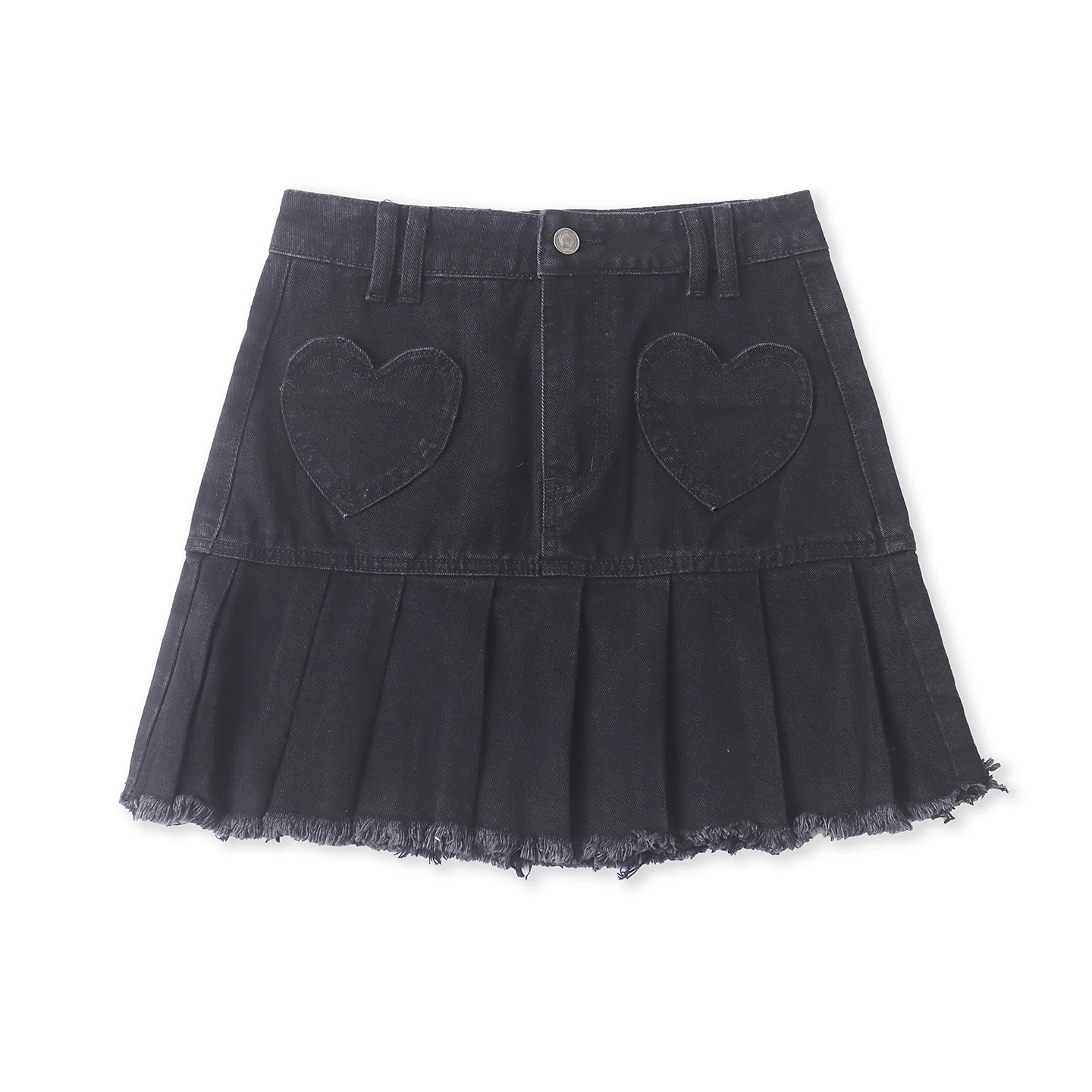 Casual Style Splicing Denim Pleated  Skirt for Women Spring Summer New Fashion Slim Fit Half-length Short Skirt with Fray...