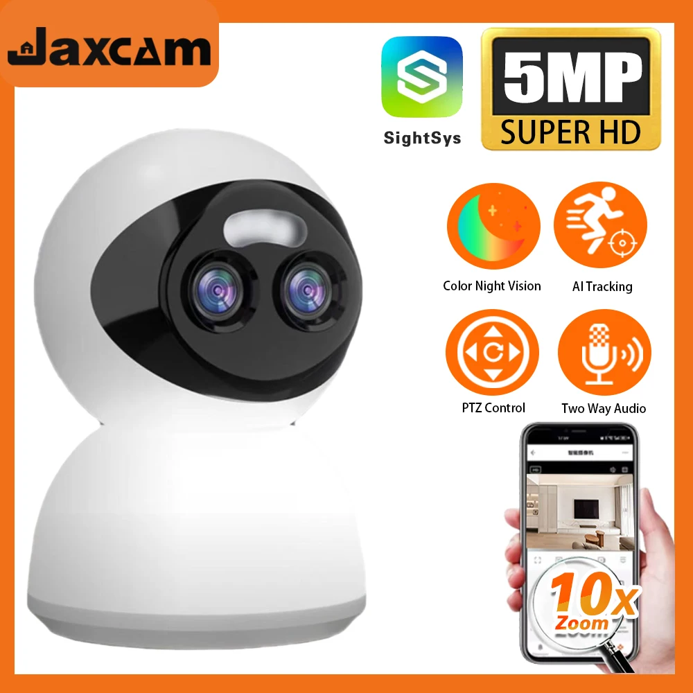 

5MP Mini WIFI IP Camera Indoor baby monitoring with night vision Dual Lens 10X Zoom Auto Tracking Wireless Audio Home Cam