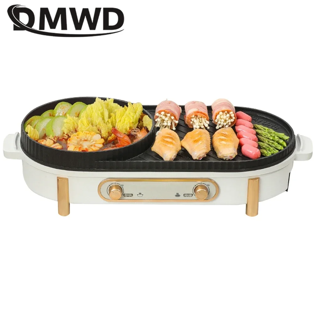 

Household Grill Double-flavor Hotpot Stew Pot Baking Machine Dual use Barbecue Maker BBQ Tool Smokeless 220V Furnace ignitor