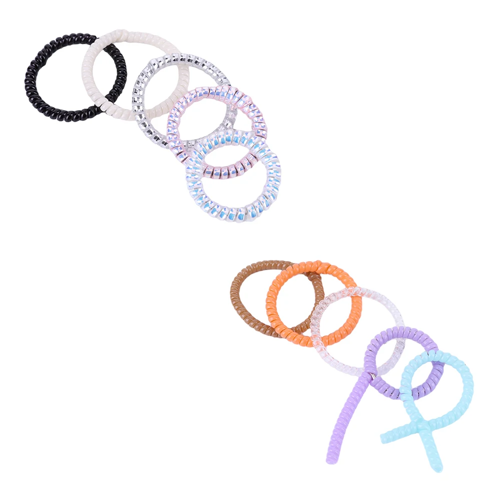 5Pcs Idol Doll Anti Drop Buckle Coil Plastic Keychain Winding Rope Anti Lost Coil Winding Fixed Rope for Dolls Pendants
