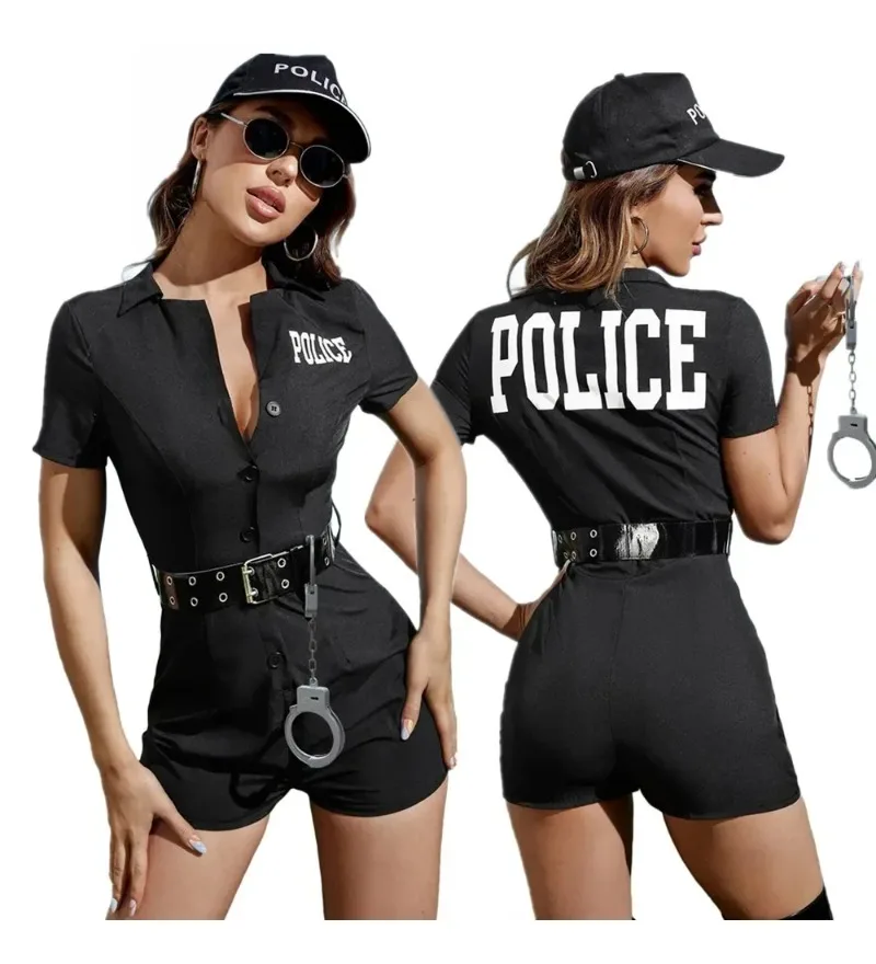 

Sexy Policewoman Cop Uniform Cop Jumpsuit Police Officer Costume Woman Role Playing Clothing Carnival Party Clubwear Dress