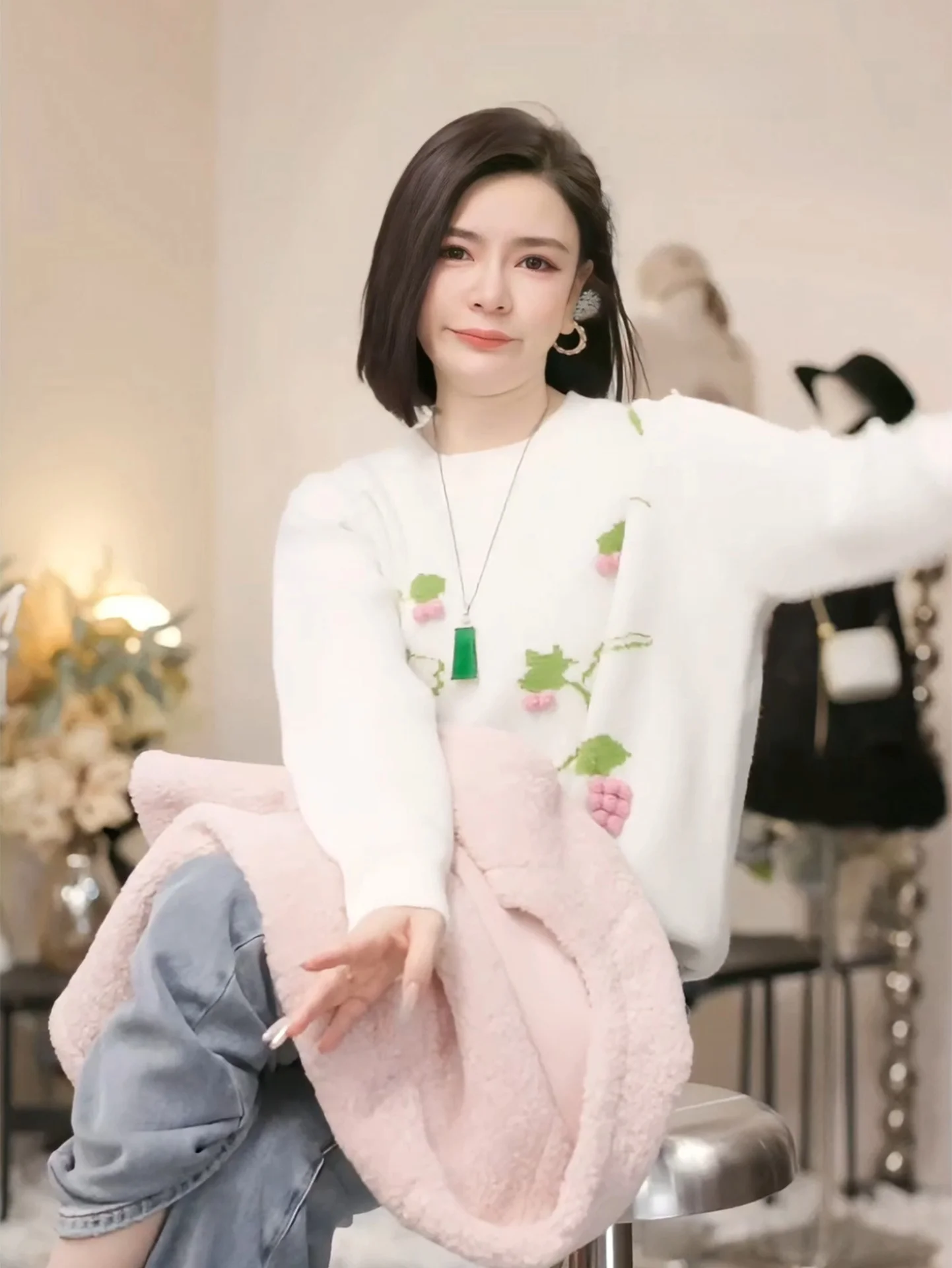 

Putherine Women's Thiened Embroidered Knitwear Autumn Winter Outerwear Inner Match Lazy Small ape High-End Sweater