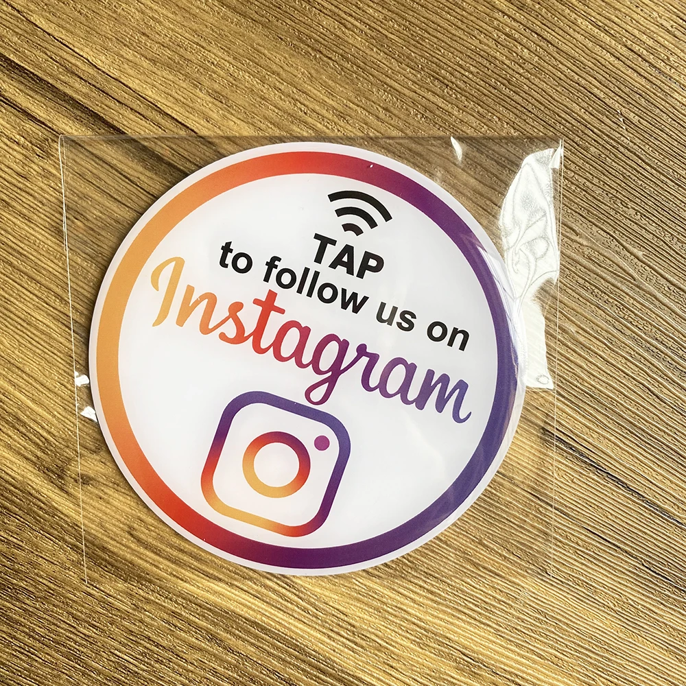 Señal de redes sociales de 10cm y 3,93 ", NFC Tap Síguenos en Instagram, placa NFC Tap Sign Google Review, tarjeta de Facebook, decoraciones comerciales