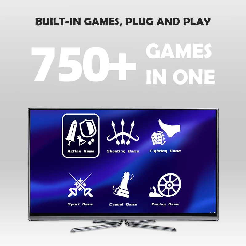 데이터 프로그 Y2 HD USB 무선 휴대용 TV 비디오 게임 콘솔, 750 게임 NES Dendy 게임 콘솔, 휴대용 레트로 게임 스틱 내장