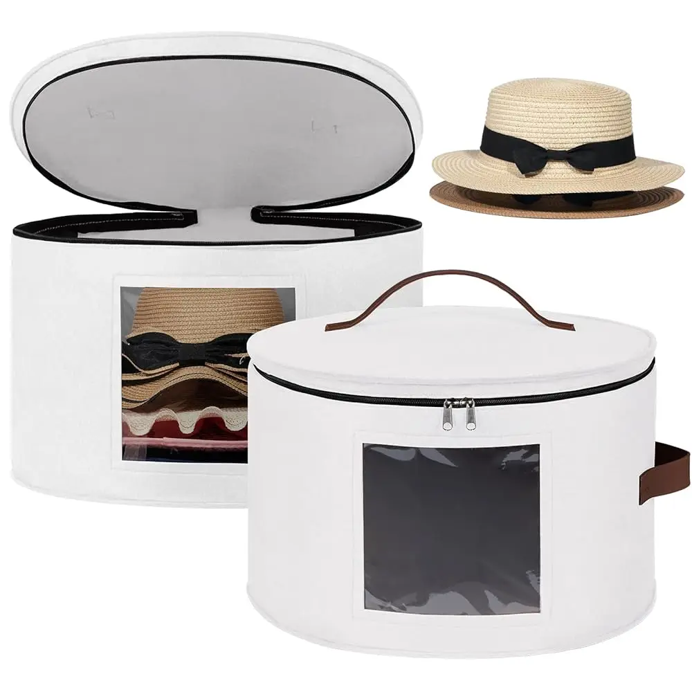 

Круглая коробка для ковбойских шляп на 7 штук, большая сумка-органайзер из фетра для хранения мужских и женских шляп, контейнер для бейсболок с крышкой для путешествий.