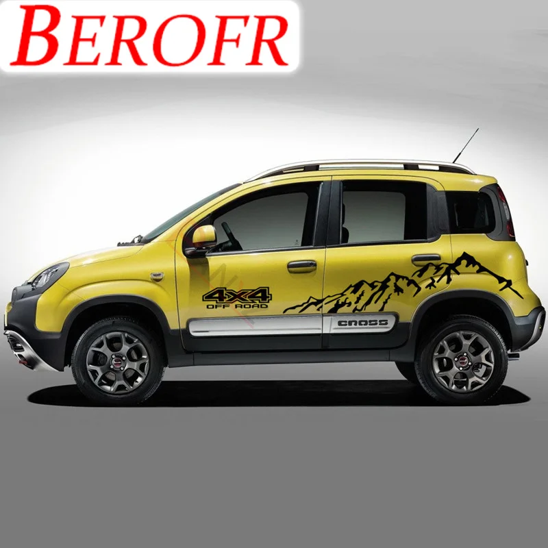 Mountain Graphics Vinyl Decal Car Styling Door Side Decor Sticker For-Fiat Panda Corss 4X4 OFF RAOD Auto Body Customized Stripes