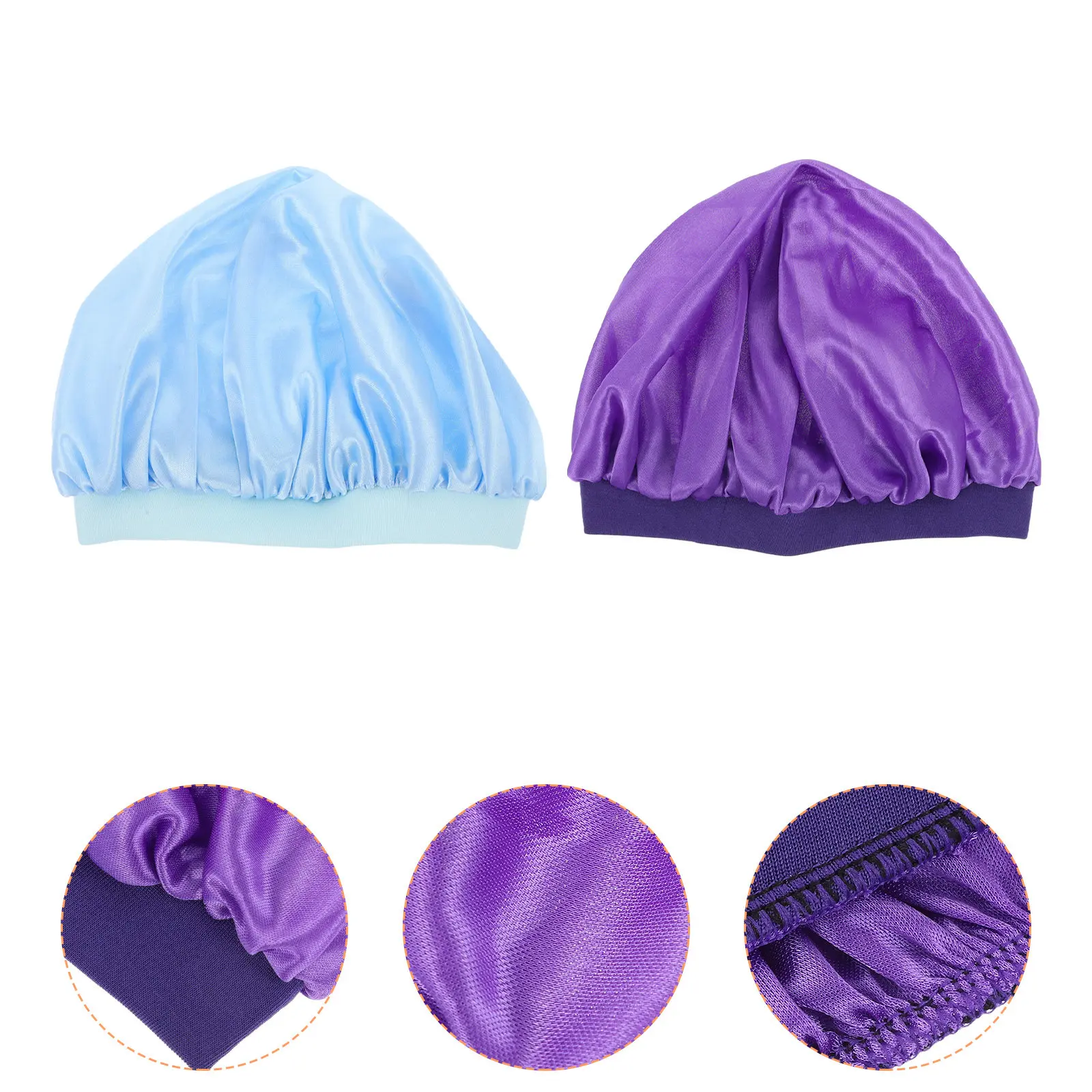 

2Pcs Kids Elastic Sleeping Hat Simple Comfortable Hair Protection Cap Breathable Shower Bath Hat for Daily Hair Care
