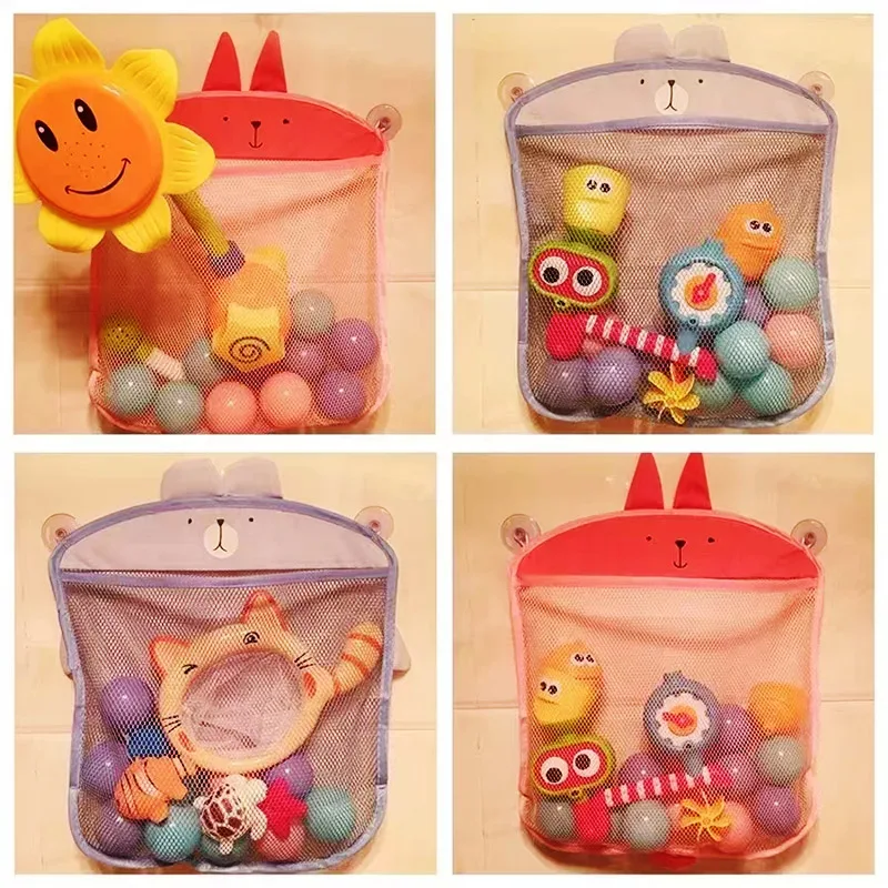 Children\'s bath toys storage mesh bag toy bag waterproof draining cartoon cute duck baby bathroom with suction cup hanging bag