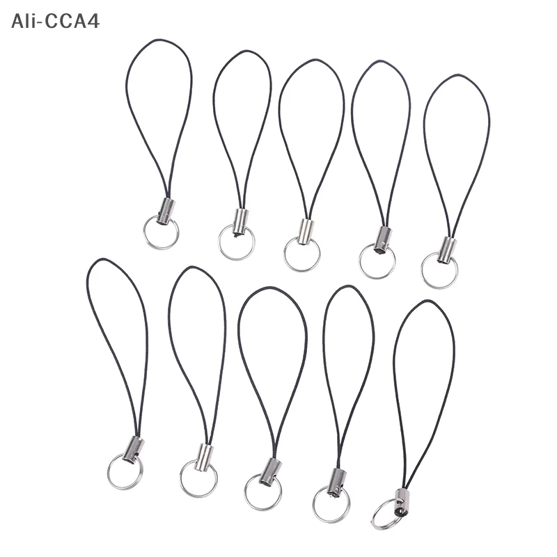 CCA4-10Pcs Clasp Rope Keychains Hooks Mobile phone Strap Keyring Bag Accessories