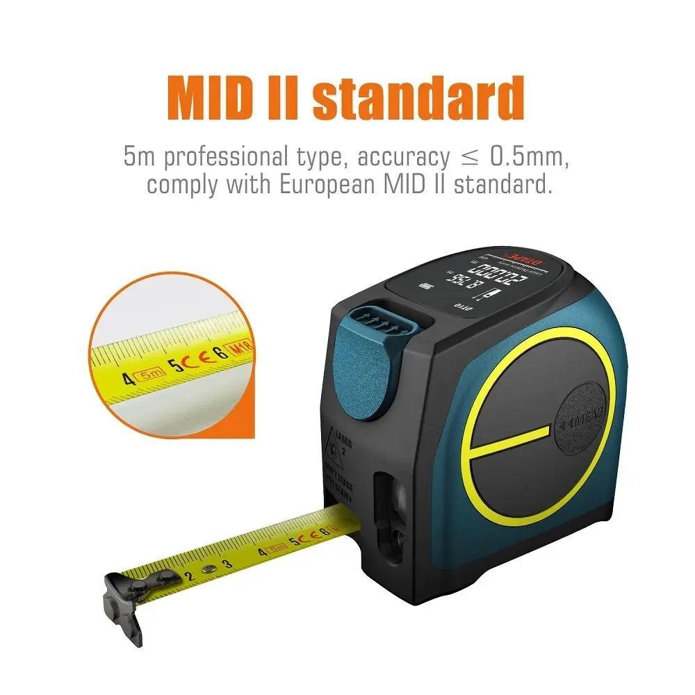 MILESEEY 2 in 1 Laser Tape Measure DT10,Rechargeable Tape Measure 5m + LCD Digital Laser Range Finder 40M