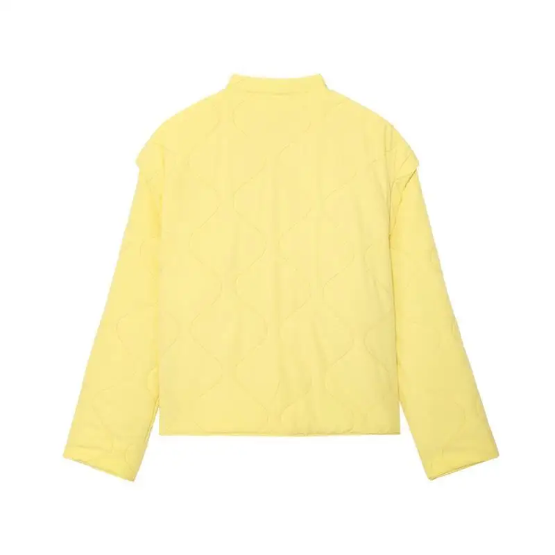 Dames Winter Katoen Jaet rond Ne Long Sve Patchwork Diamond id Jas Fem Bovenkleding K526089F Faionable Casual