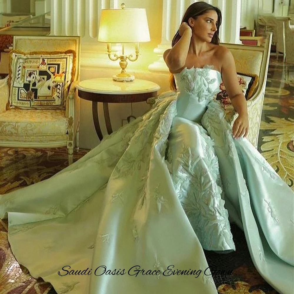 Personalizado clássico cetim sem mangas vestido de noche moderno sem alças vestido de noite elegante apliques miçangas vestidos de baile