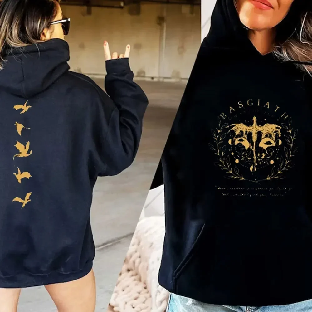 2024 Basgiath War College Hoodie Fourth Wing Double-Sided Women Unisex Hooded Sweatshirt Bookish Vintage Casual Pullovers Top