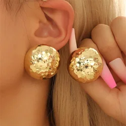 Fashion Half Ball C-shape Earrings Stud For Women Gold Color Geometric Circle Stud Earrings Statement Party Jewelry