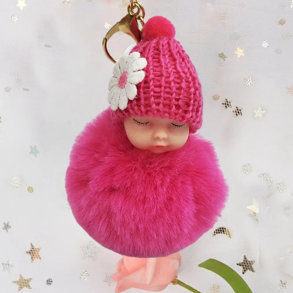 Plush Keychain Adorable Sleeping Baby Doll Keychain Plush Bag Hanging Pendant for Car Home Decoration Stylish Cute Gift for Ages