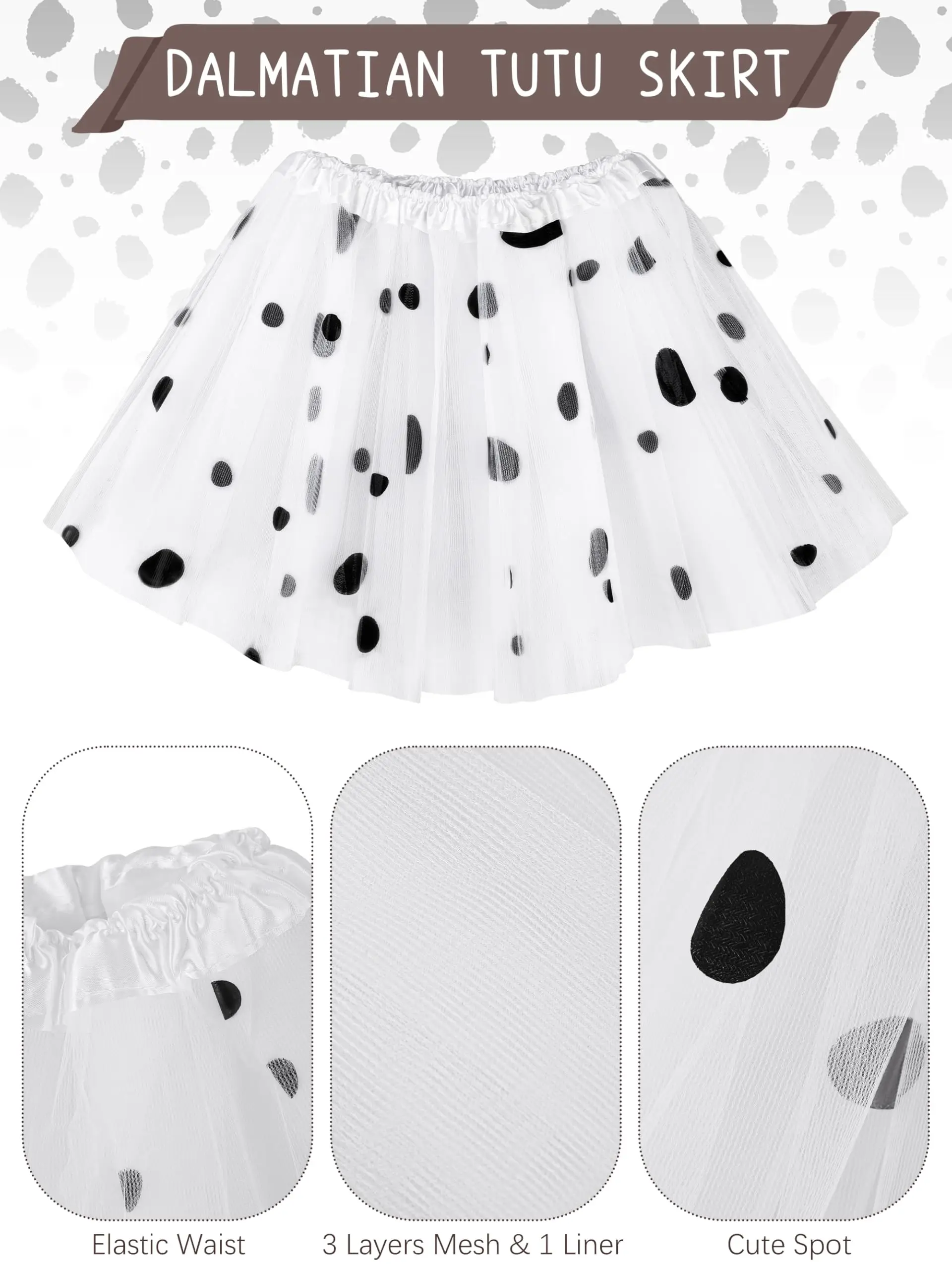 100-dagen School Dalmatische kostuum voor kinderen, meisjes Katoenen kostuum Dalmatische kostuumset T-shirt Tutu Tutu legging