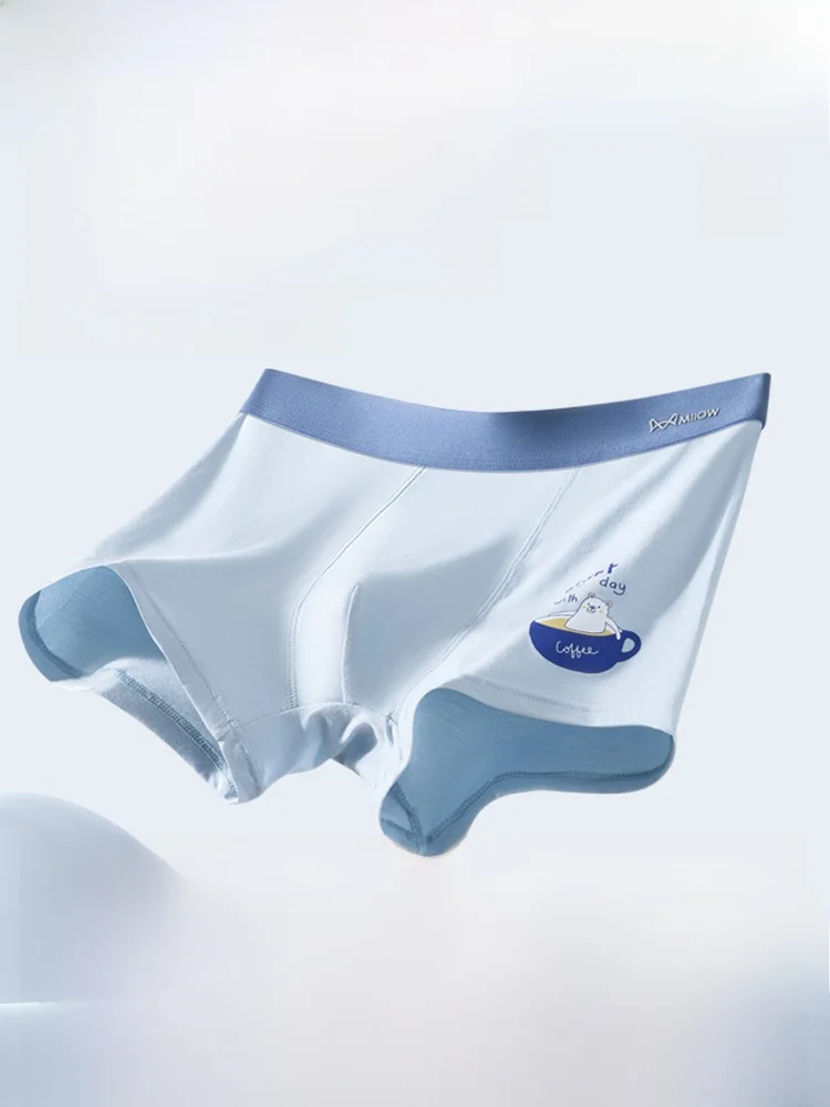 Pure Cotton Teenage Boys Briefs Anti-Bacterial High Waist Cartoon Print Underwear for High School And Middle School Boys