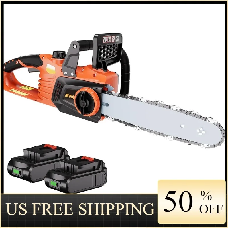 

AIVOLT 40 V 12" Cordless Chainsaw Battery Powered Brushless Chain Saw with Tool-Free Chain Tensioning for Tree Felling