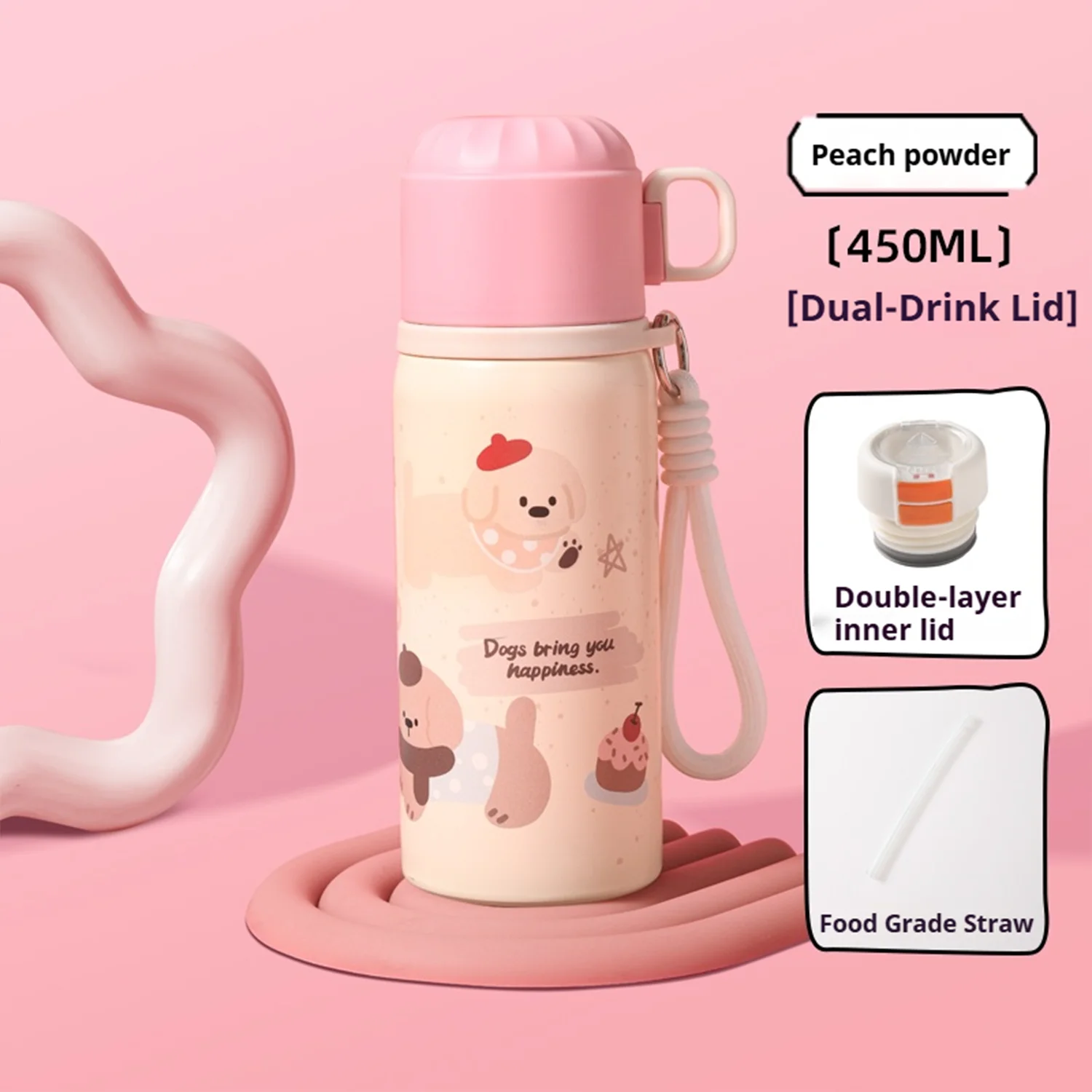 

450ml large-capacity children's insulated cold water cup, 316 stainless steel double drinking cup birthday gift outdoor