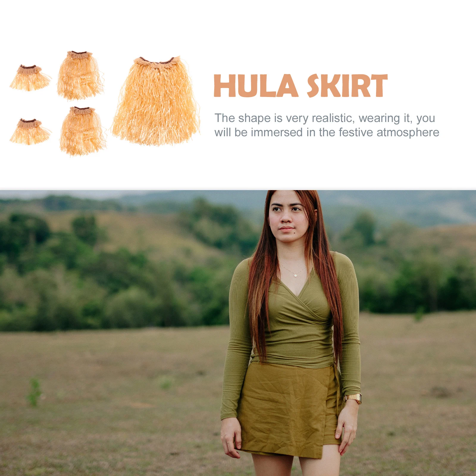 

1Set Hawaiian Hula Skirt Grass Skirt Props Classic Design Elastic Band Performance Costume Luau Party Dress Performance Costume