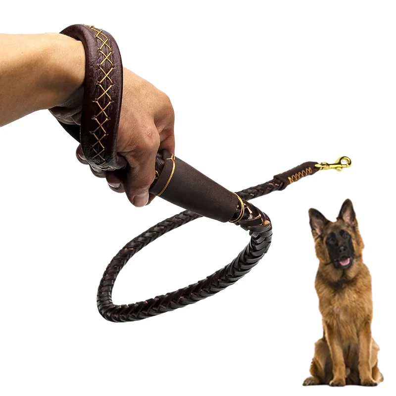 Dog Leash Leather eight-strand Braided Dog leash Short Real Leather Leash for dog Short lead Leather Short Leash for a dog