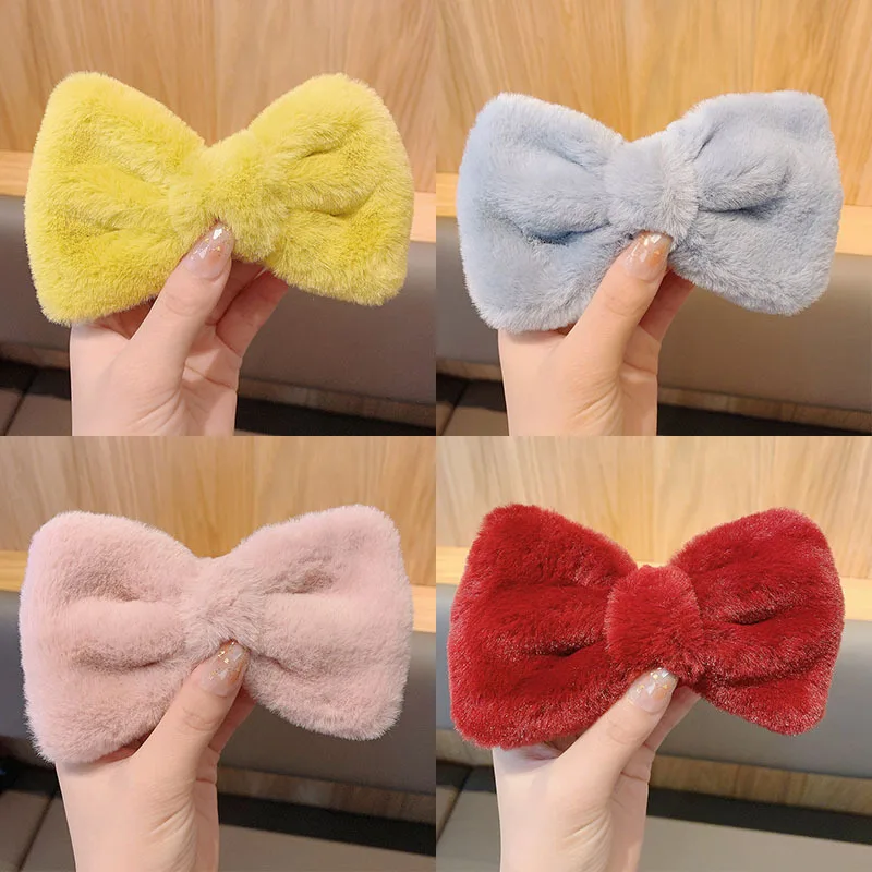 

Korean Cute Sweet Girl Pink Plush Bow Deco for Autumn Winter Coat Sweater Hat Scarve Gloves Women Clothing Sewing Supplies