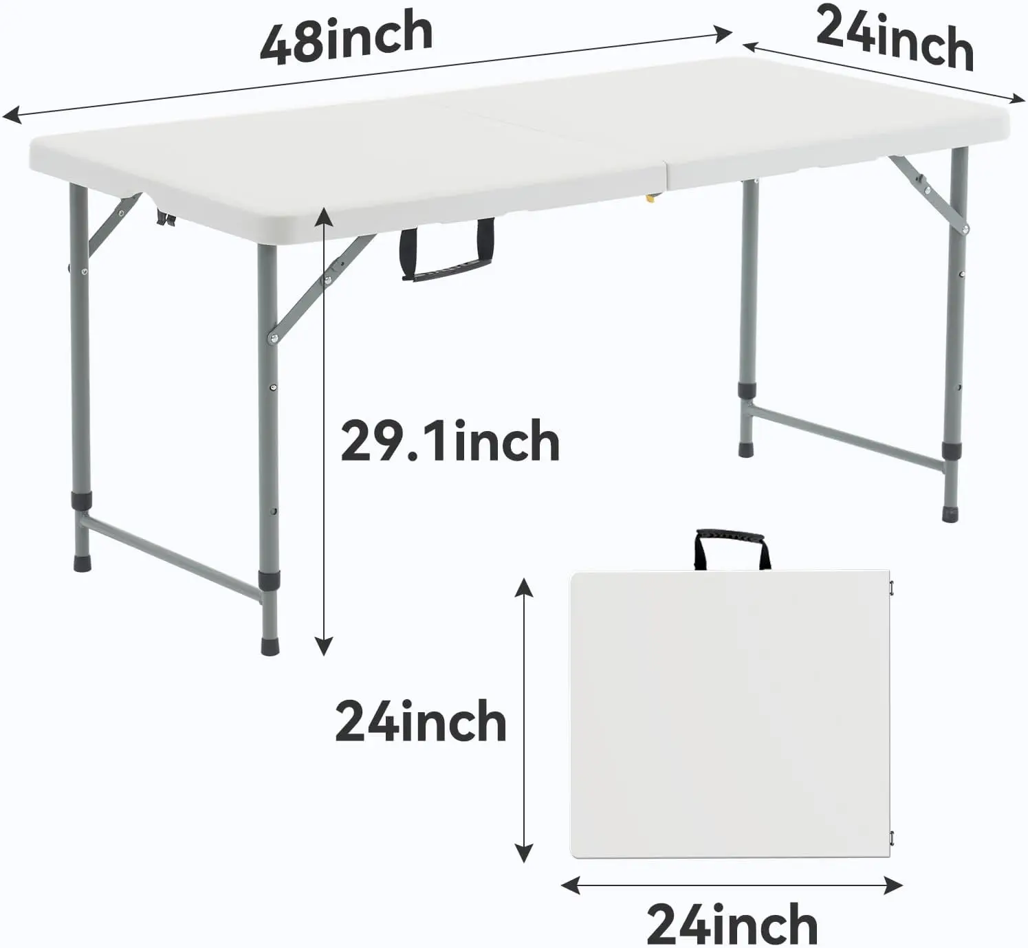 4 Foot Foldable/Folding Table Heavy Duty, Durable and Portable for Dining Picnic and Party (White, 4 Foot Table Cloth Included)