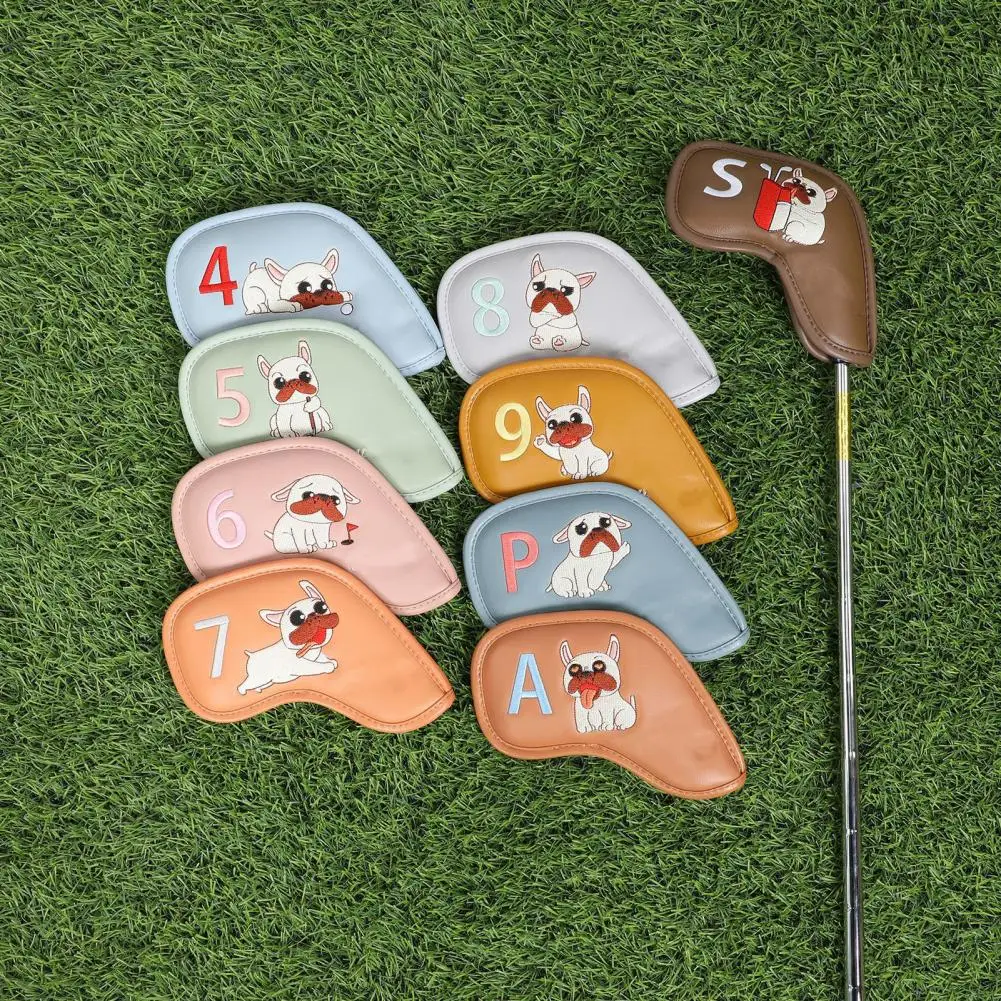 Easy Open Golf Headcovers Golf Club Head Cover Set with Faux Leather for Irons Wedges Premium Embroidered Labels Golf