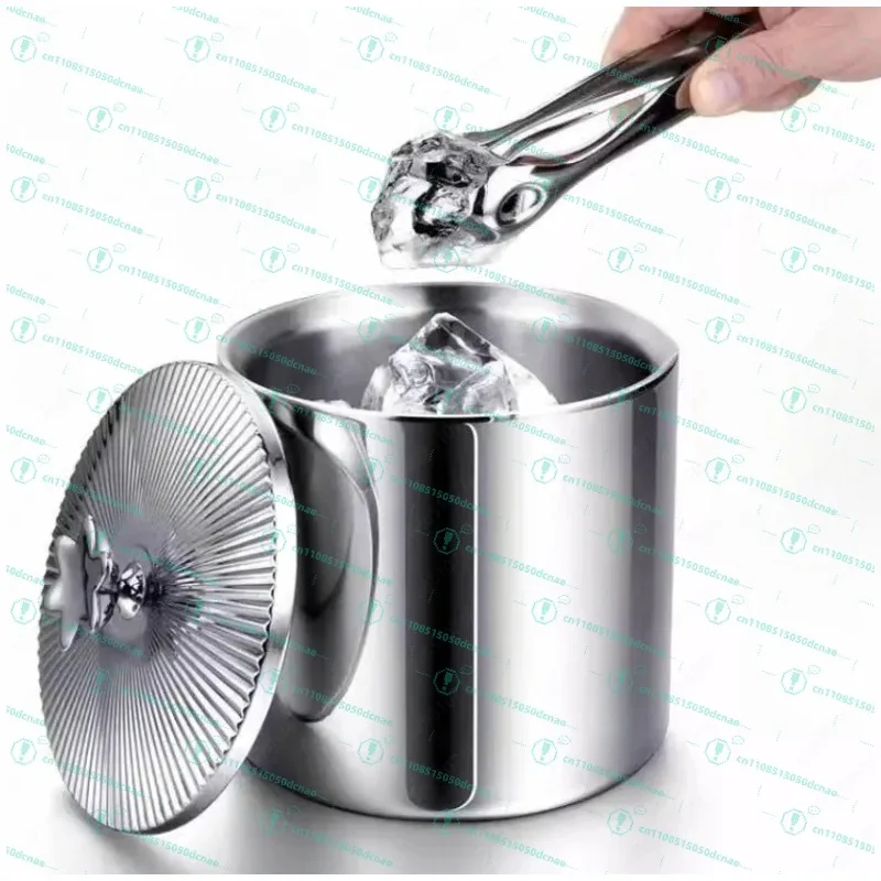 Light luxury stainless steel double ice cube storage bucket creative champagne red wine chilled ice bucket