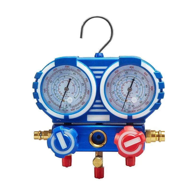 Aluminum Valve Integrated Shock Absorption Air Conditioning Refrigeration High/Low Pressure Valve Gauge Refrigerant Gauge Group