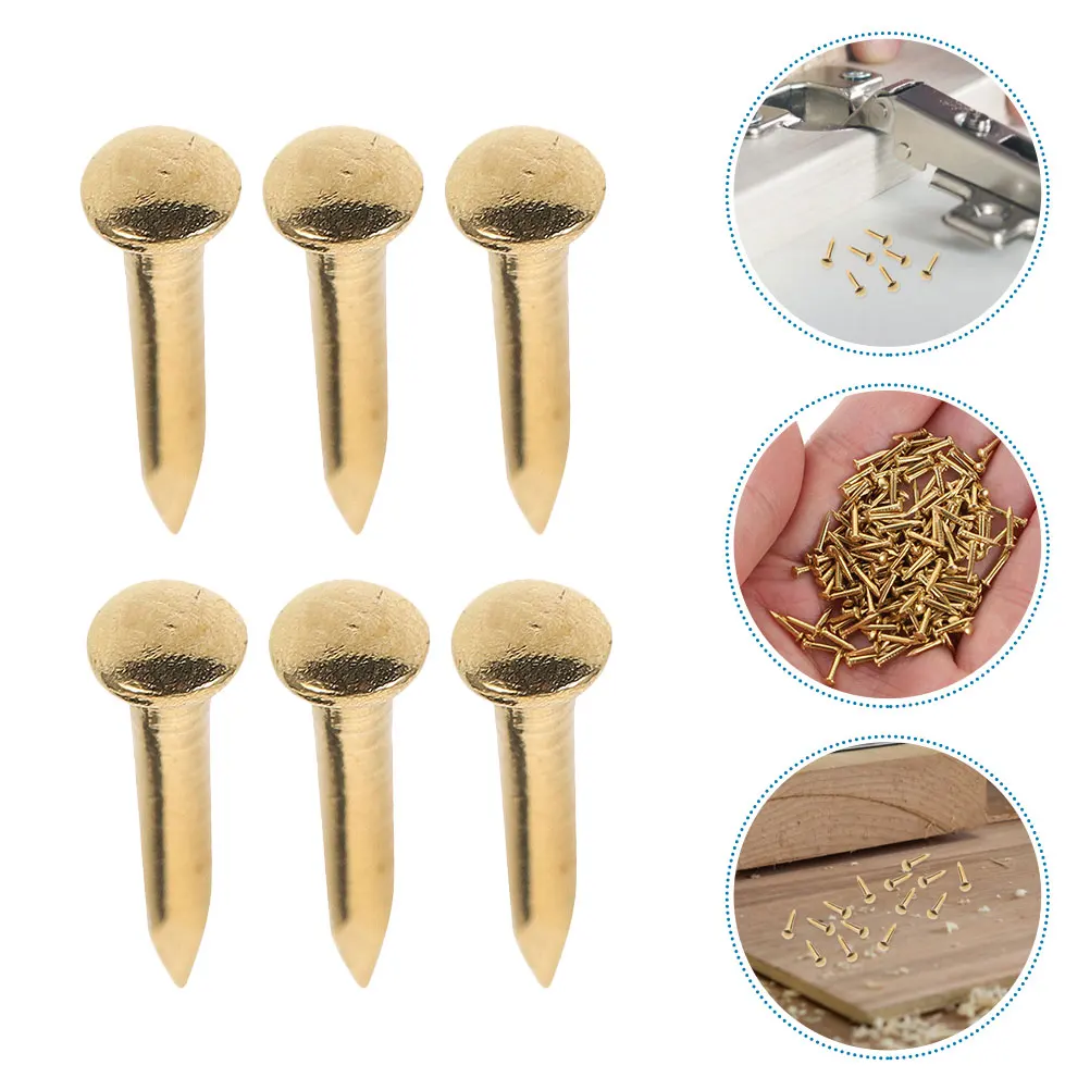 100 قطعة من الأظافر النحاسية الموثوقة برأس مستدير، مثبتات صلبة لتعليق الأثاث، أظافر نحاسية ذاتية الصنع #5