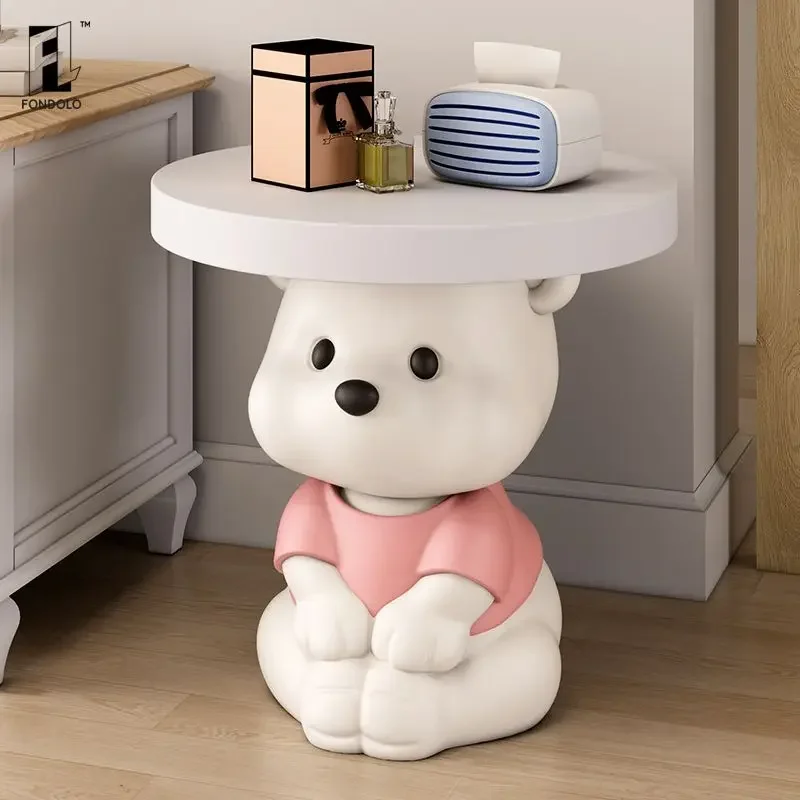 Cute Bear Decoration Living Room Sofa Side Table Cream Style Bedroom Nightstand Furniture Home Decor Housewarming Gift