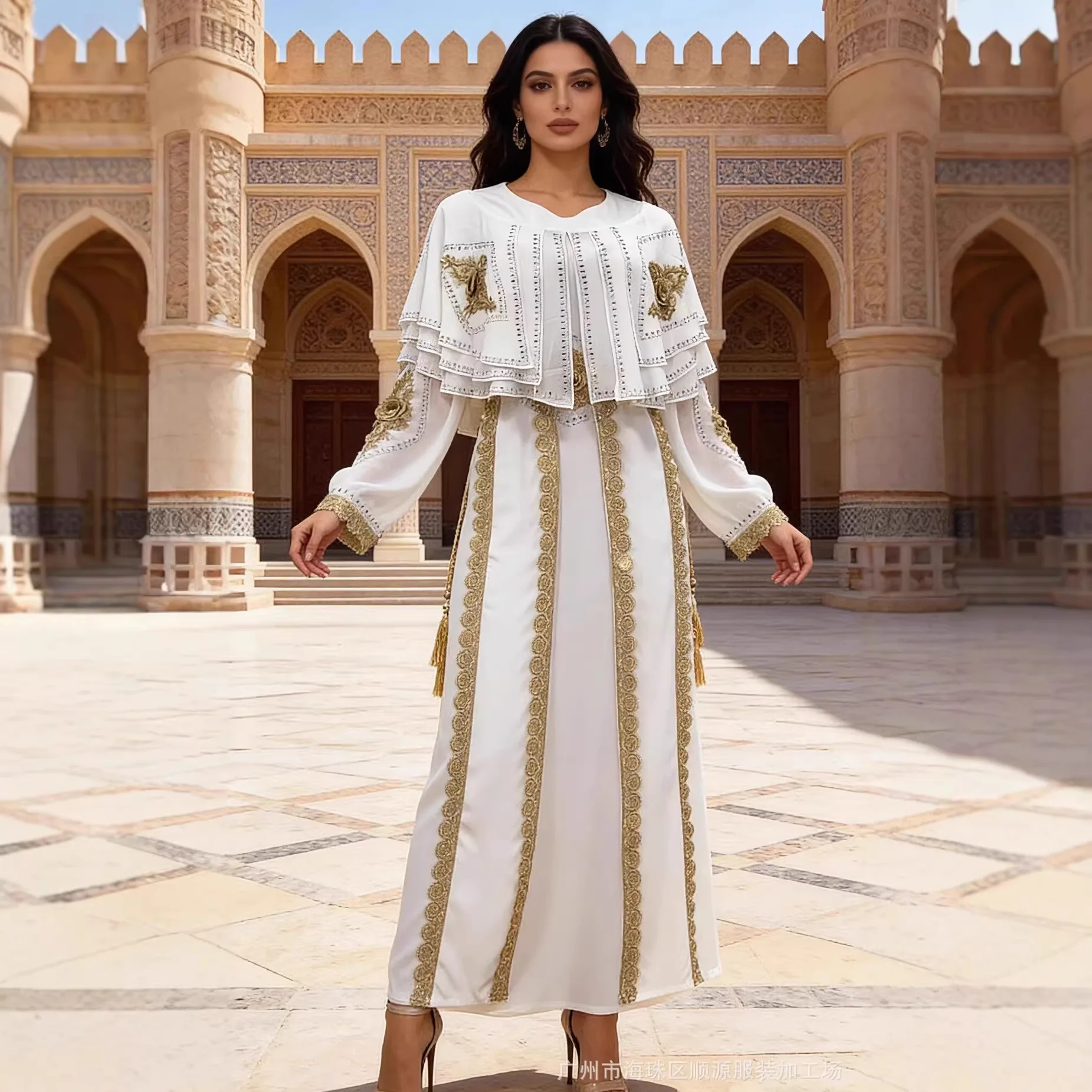 

Модное женское платье-халат SuperAen оверсайз, весна 2026, новинка, с вышивкой и стразами, с завышенной талией