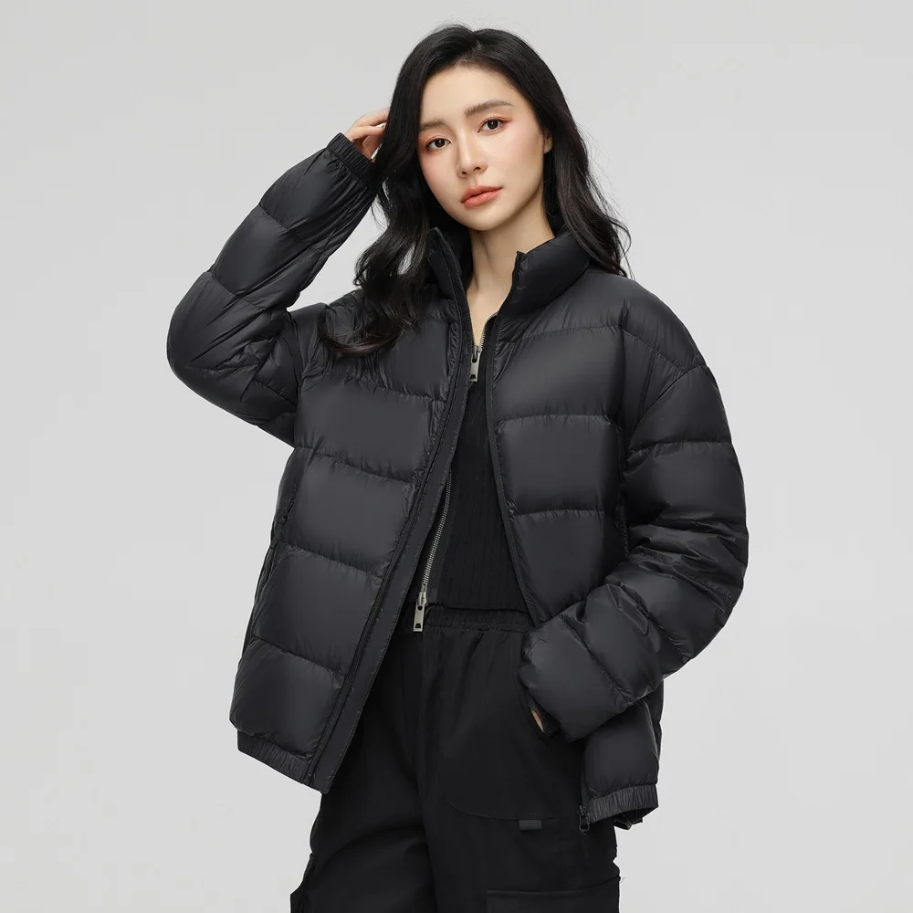 YAYA 2024 Women Man  Duck Down Jacket Casual Loose Stand-Up Collar Coat Light Easy Clothes Waterproof Windproof Warm Outwear