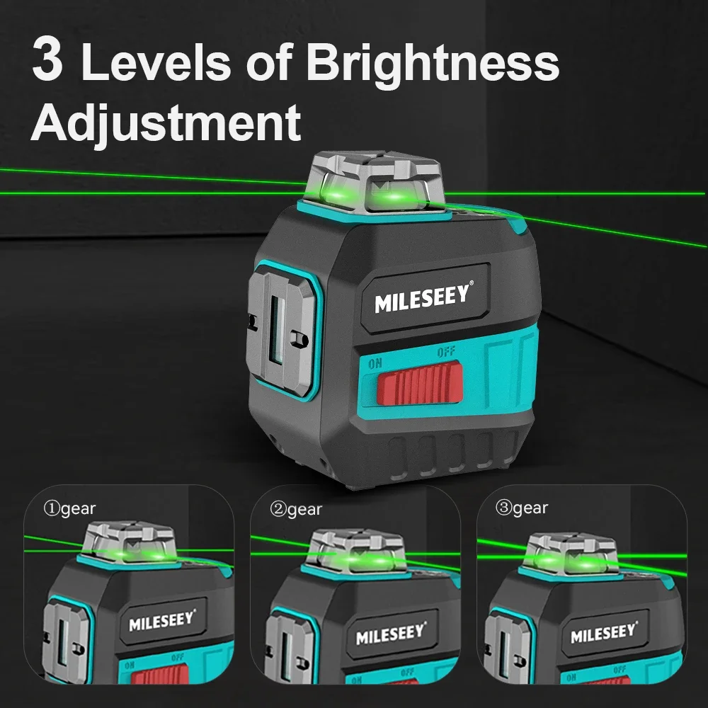 Imagem -03 - Mileseey-dispositivo de Nivelamento Laser Horizontal e Vertical Nível Laser Verde 3d Linhas Profissionais Linhas