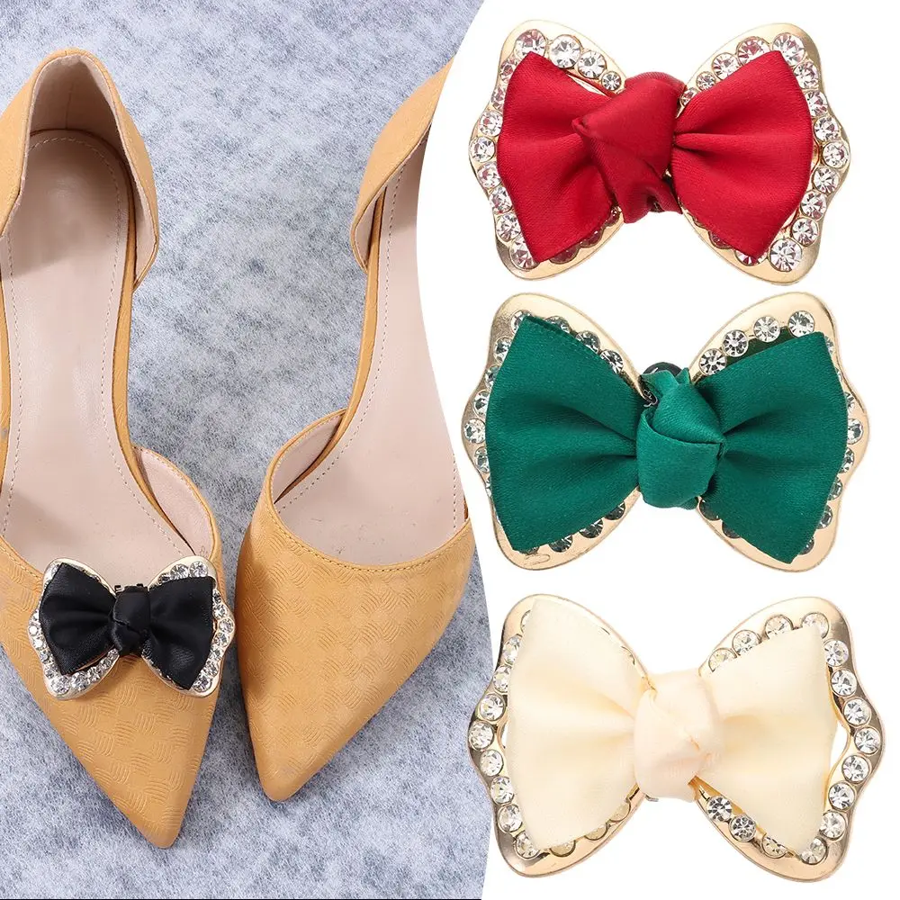 1PC Accessories Wedding Shoe Bride Charm Buckle Shiny Clips Bow Ribbon Clamp Shoe Decorations Clip