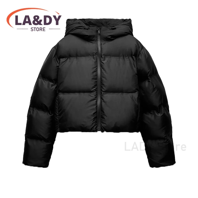 2024 New High Quality Autumn Winter Parkas Coat Woman Fashion Hooded Warm Long Sleeve Zipper Female Short Jacket Outerwears