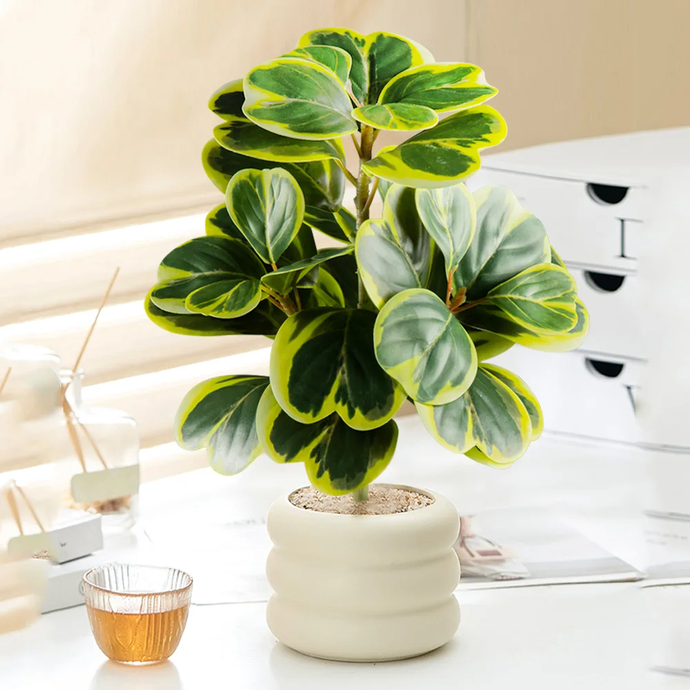 20–37 cm künstlicher Herzblatt-Ficus-Baum, gefälschte Banyan-Baumblätter, Kunststoff-Gummi-Zweig für Zuhause, Büro, Balkon, Garten, Dekoration – Detail 2