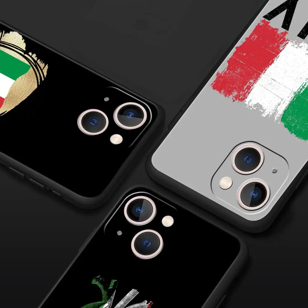 ITALY Flag Luxury Phone Case For iPhone 13 15 14 12 Mini 11 Pro MAX XR X SE XS 7 8 Plus Silicone Black Protection Cover