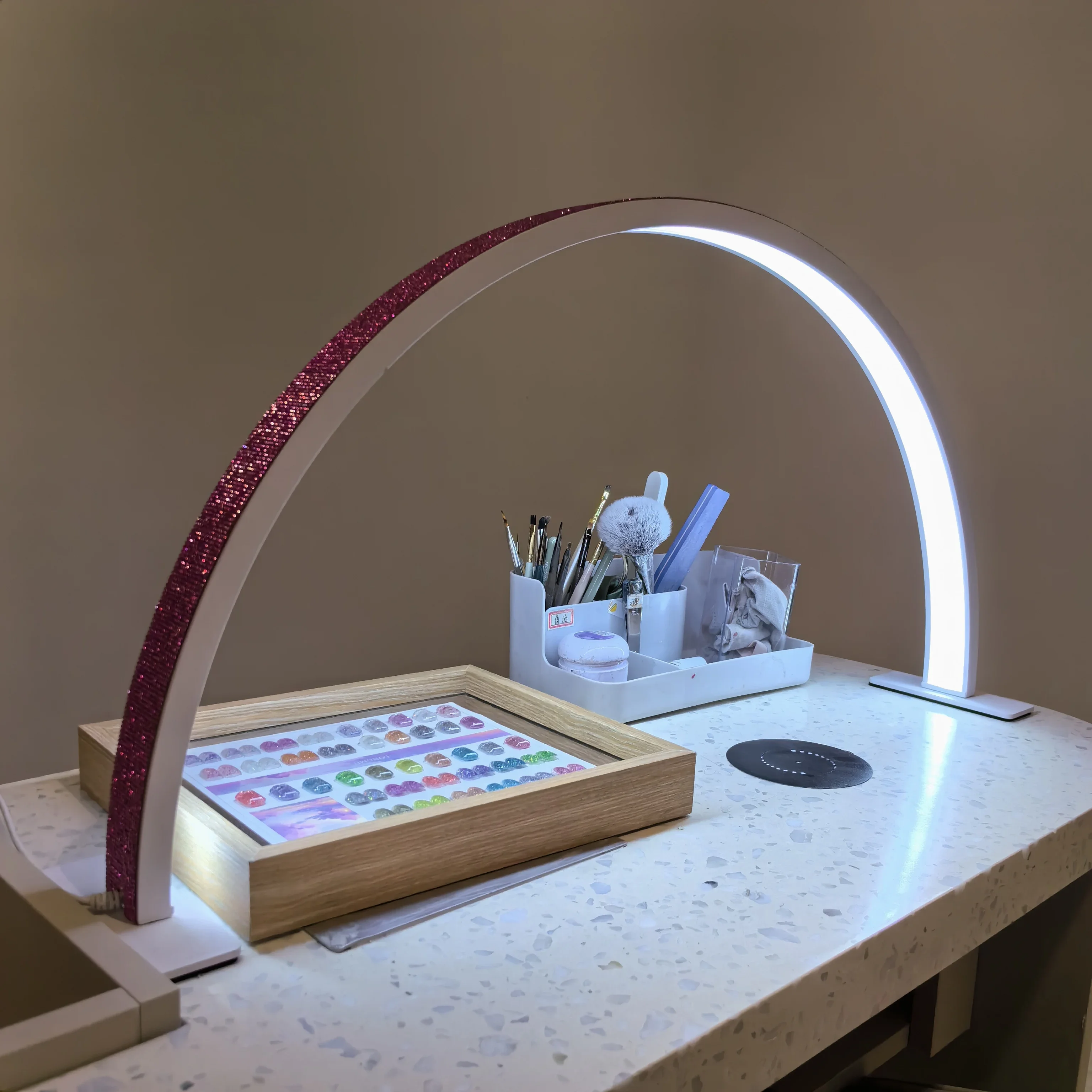 30W LED Half Moon Lamp for Makeup Artists, Tattoo Artists, Nail and Eyelash Lighting, Beauty Eyebrow Table Lamps