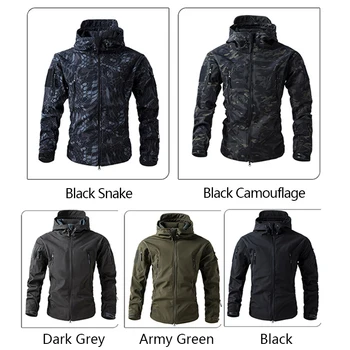 Lurker Shark Skin Soft Shell Tactical Jacket Men Waterproof Fleece Hooded Coat Hunt Clothes Autumn New Outdoor Camouflage Jacket 4