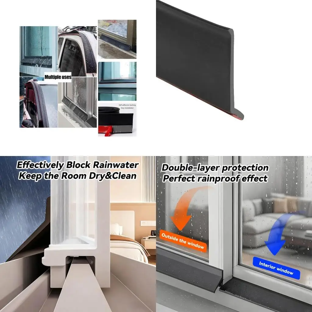  Home Window Water Blocking Strips Sliding Window Rain Weatherstrip Rainwater Drainage Strips for Quick Setups Enduring
