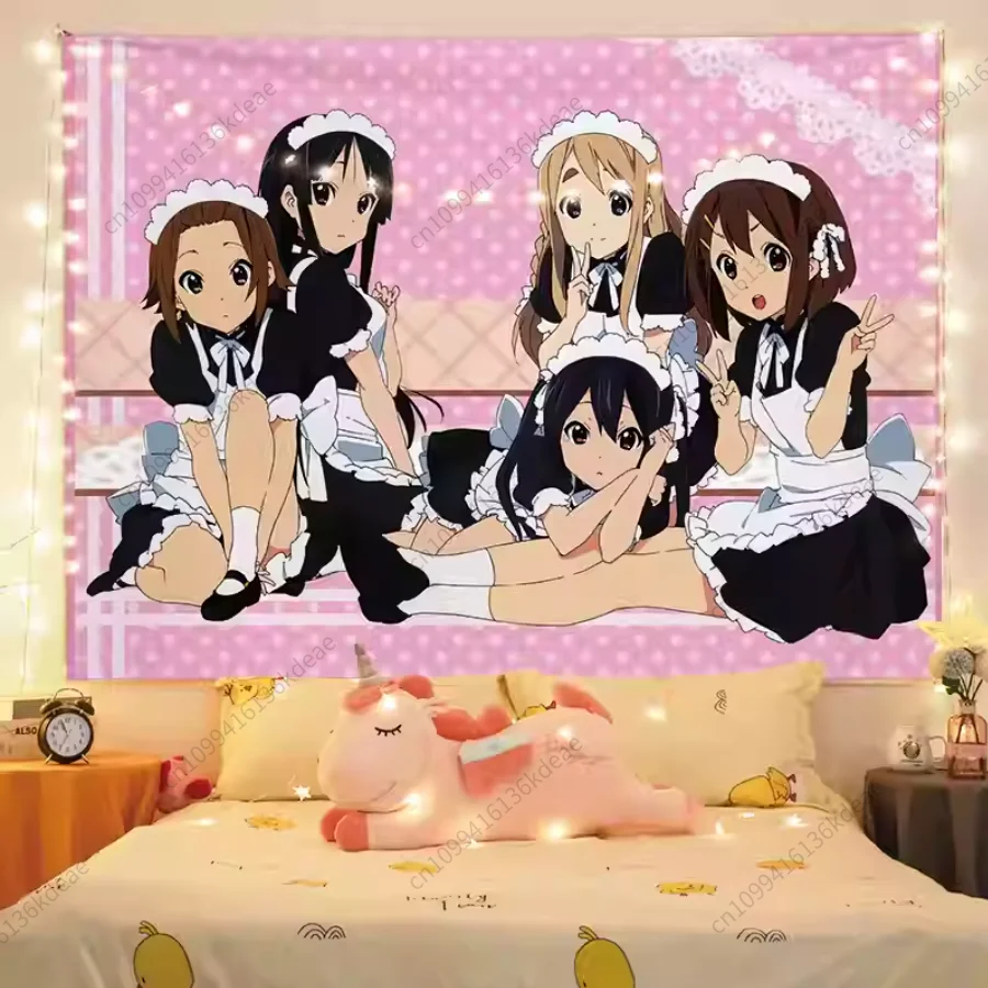 أنيمي Kawaii نسيج K-On ملصق ديكور خلفية القماش جدار ديكور فني غرفة المعيشة غرفة نوم قماش صوفي المفروشات خلفية