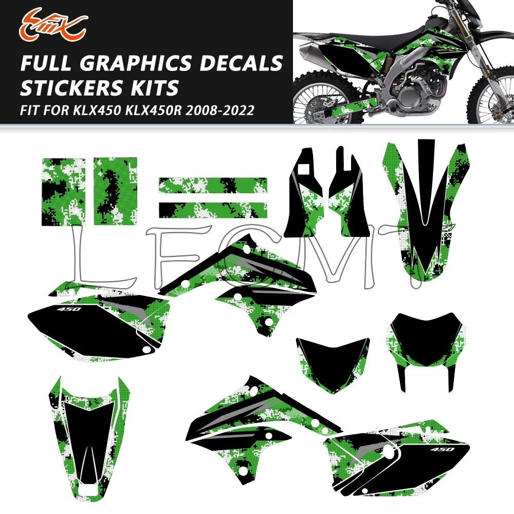 

Fit for KAWASAKI KLX 450 KLX450 KLX450R 2008 2009 2010 2011 2012 2013-2022 Motorcycle Background Full Graphics Decals Stickers