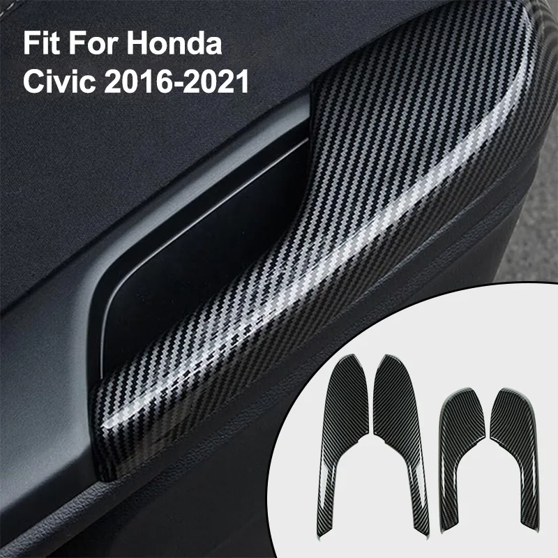 

4Pcs Carbon Fiber Style Interior Door Armrest Panel Trim Cover ABS Accessories Fit for Honda 10th Civic 2016 2017 2018-2021