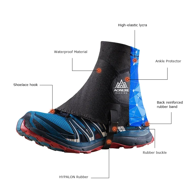 AONIJIE E940 E941Outdoor Unisex High Trail Reflective Gaiters Protective Shoe Covers For Running Marathon Prevent Sand Stone